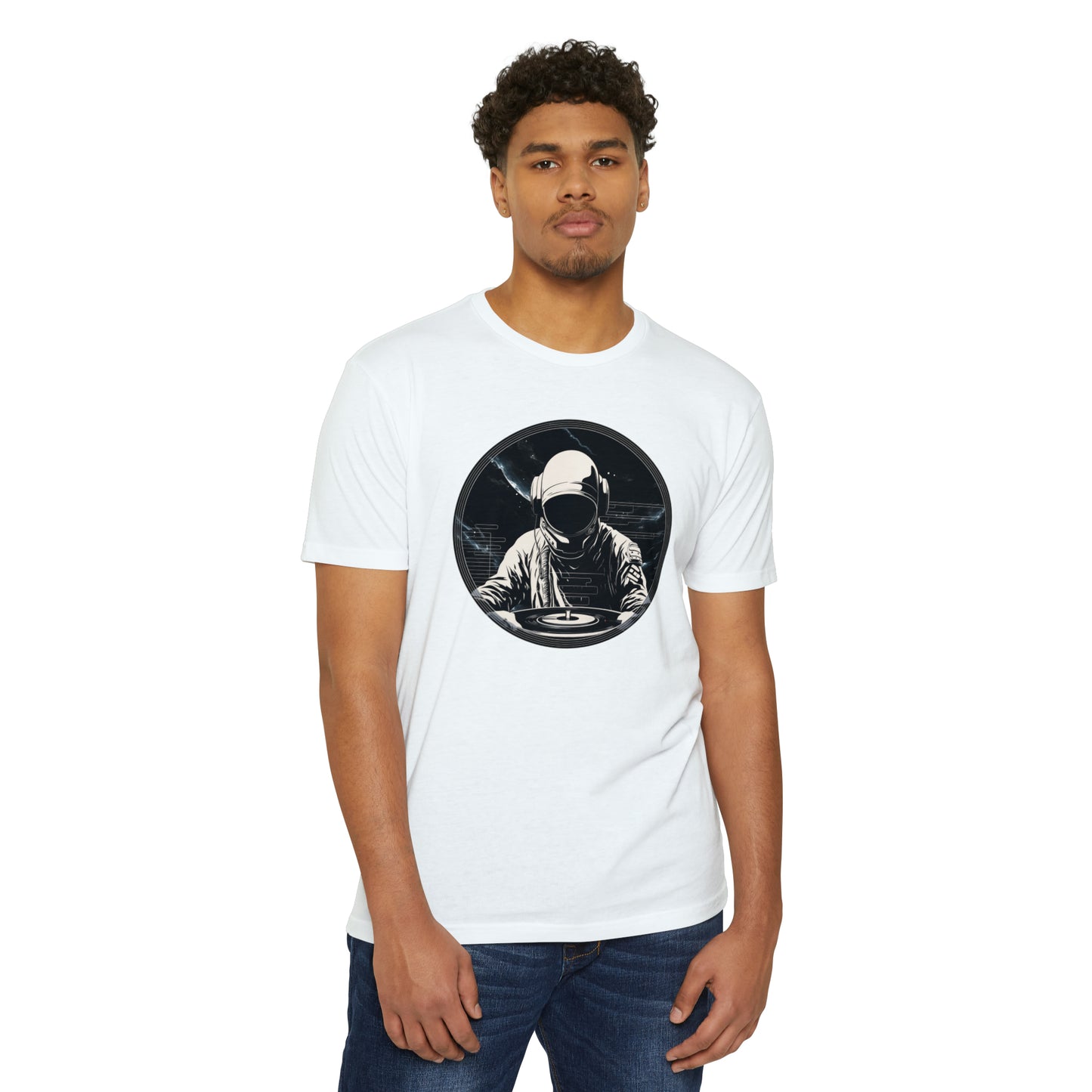 DJ Space Face Vinyl Record Shirt