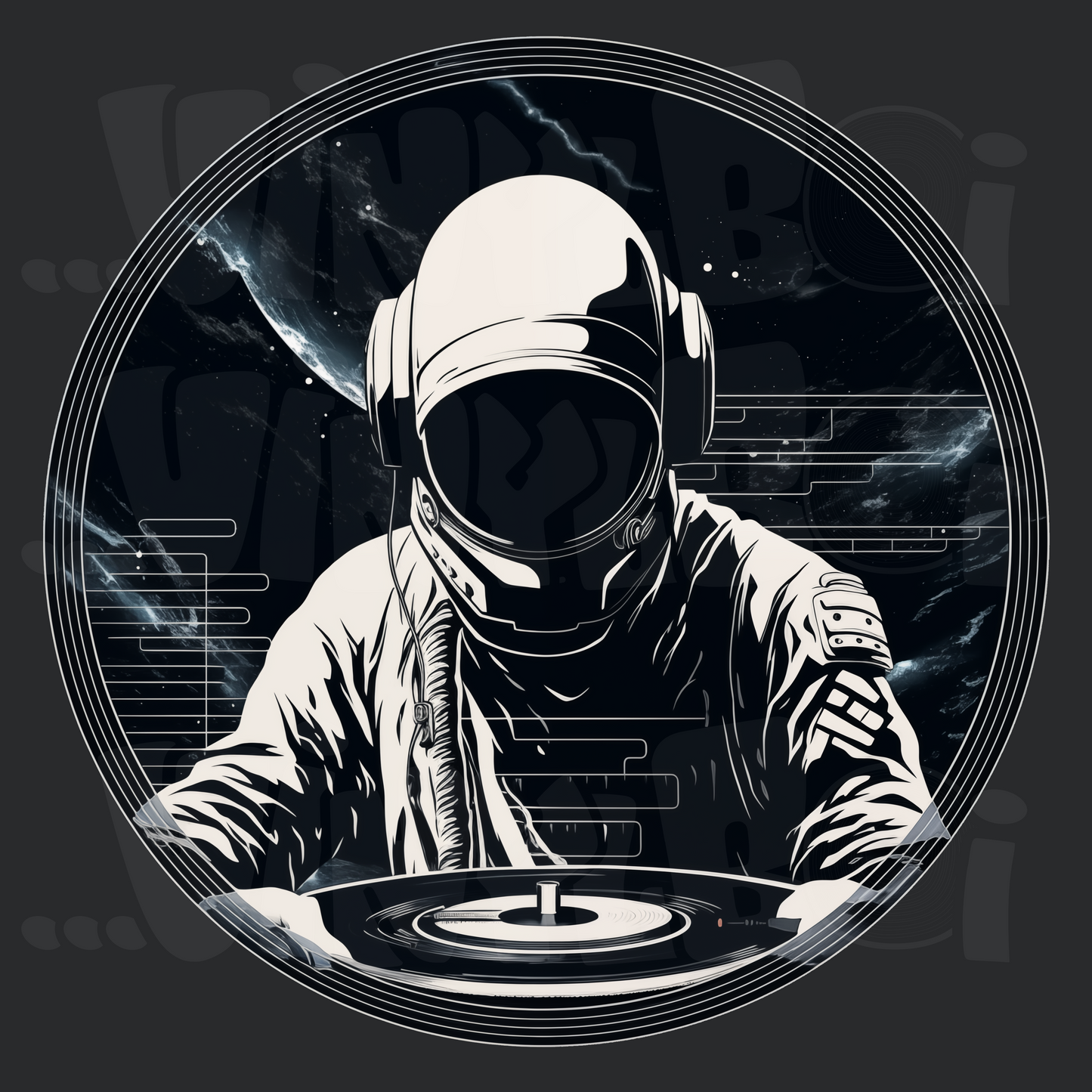 DJ Space Face Vinyl Record Shirt