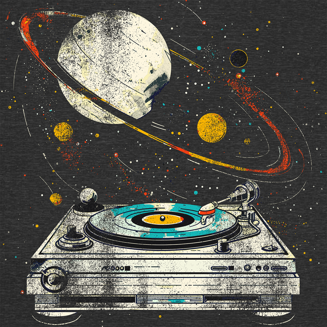 Planetary Bliss - Vintage Vinyl Turntable Shirt